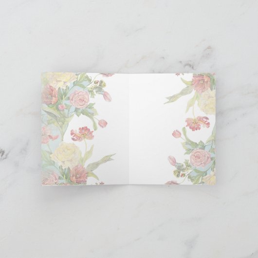 Lesのフルーアのシャクヤクのばら色のチューリップの花柄の花の結婚 サンキューカード (内部)