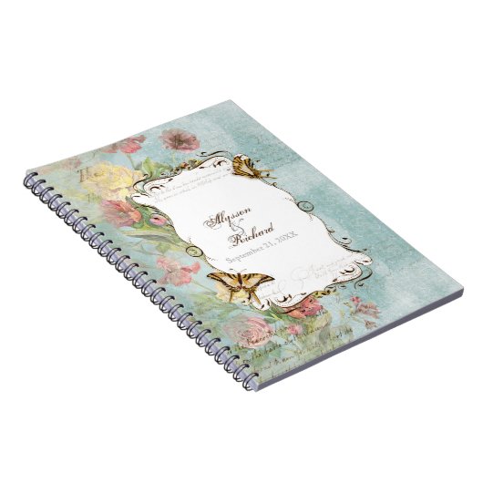 Lesのフルーアのシャクヤクのばら色のチューリップの花柄の花の結婚 ノートブック (右側)