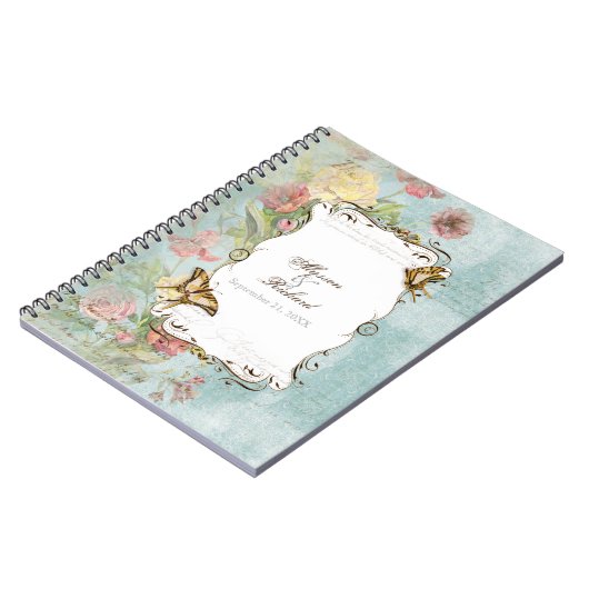 Lesのフルーアのシャクヤクのばら色のチューリップの花柄の花の結婚 ノートブック (左側)