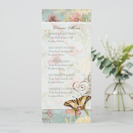 Lesのフルーアのシャクヤクのばら色のチューリップの花柄の花の結婚 メニュー (スタンド正面)