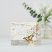 Lesのフルーアのシャクヤクのばら色のチューリップの花柄の花の結婚 出欠カード (スタンド正面)