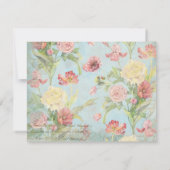 Lesのフルーアのシャクヤクのばら色のチューリップの花柄の花の結婚 出欠カード (裏面)