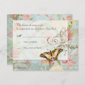 Lesのフルーアのシャクヤクのばら色のチューリップの花柄の花の結婚 出欠カード (正面/裏面)