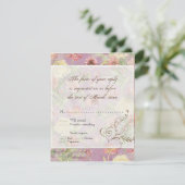 Lesのフルーアのシャクヤクのばら色のチューリップの花柄の花の結婚 出欠カード (スタンド正面)