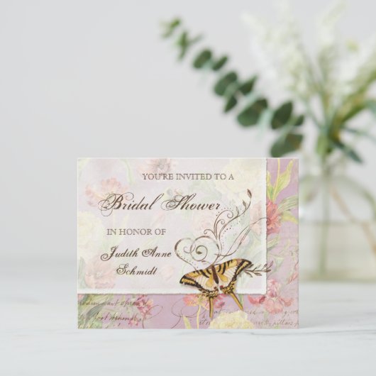 Lesのフルーアのシャクヤクのばら色のチューリップの花柄の花の結婚 招待状 (スタンド正面)