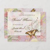 Lesのフルーアのシャクヤクのばら色のチューリップの花柄の花の結婚 招待状 (正面/裏面)