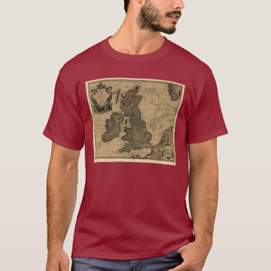 Lesの島Britanniquesの1700's地図 Tシャツ (正面)