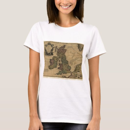 Lesの島Britanniquesの1700's地図 Tシャツ (正面)