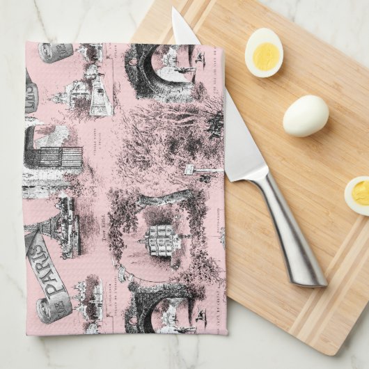 Lesはdeパリの~のドーファンのピンクを囲みます キッチンタオル (四つ折り)