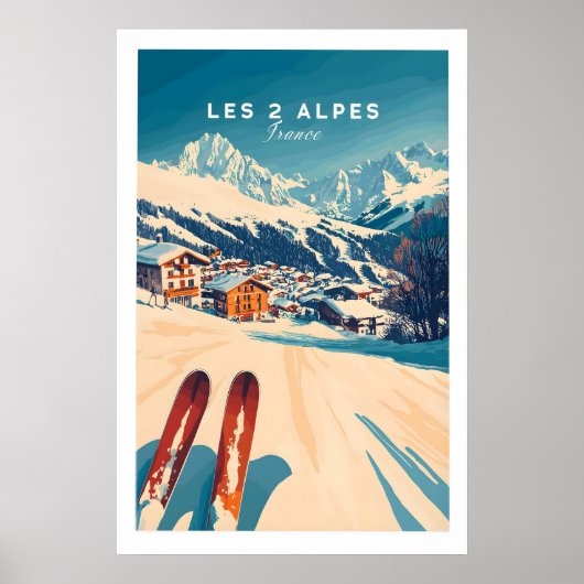 Les 2 Alpes Art Ski Print 1 ポスター (正面)