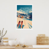 Les 2 Alpes Art Ski Print 1 ポスター (キッチン)