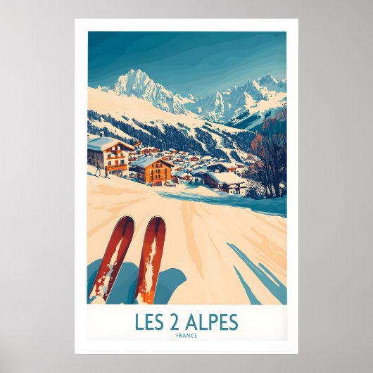 Les 2 Alpes Ski Poster Print 1 ポスター (正面)