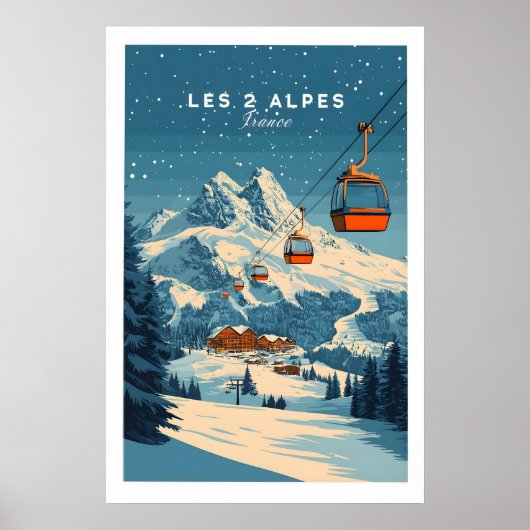 Les 2 Alpes Ski Print 1 ポスター (正面)