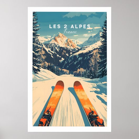 Les 2 Alpes Wall Art Ski Poster 1 ポスター (正面)