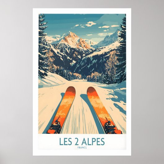 Les 2 Alpes Wall Art Ski Print 1 ポスター (正面)