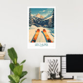 Les 2 Alpes Wall Art Ski Print 1 ポスター (ホームオフィス)