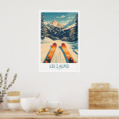 Les 2 Alpes Wall Art Ski Print 1 ポスター (キッチン)