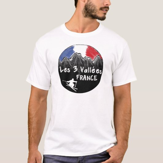 Les 3 Valléesフランスのスキーヤー Tシャツ (正面)
