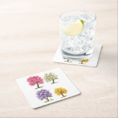 Les arbres en fleurs, couleurs imaginaires. スクエアペーパーコースター (インサイチュ)