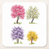 Les arbres en fleurs, couleurs imaginaires. スクエアペーパーコースター (正面)