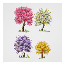 Les arbres en fleurs, couleurs imaginaires. ポスター