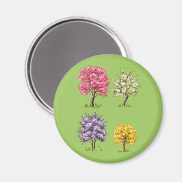 Les arbres en fleurs, couleurs imaginaires. マグネット