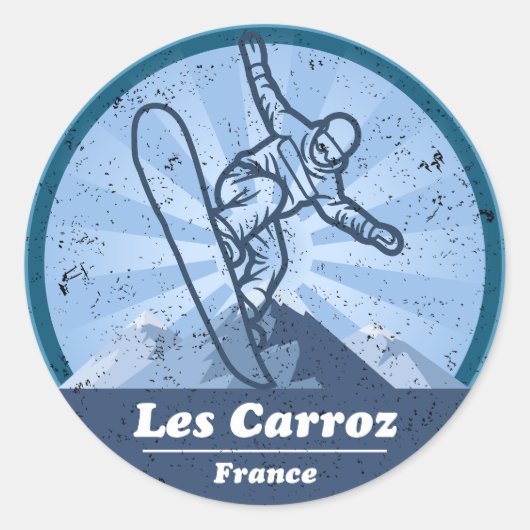 Les Carroz Station de ski - Snowboard ラウンドシール (正面)