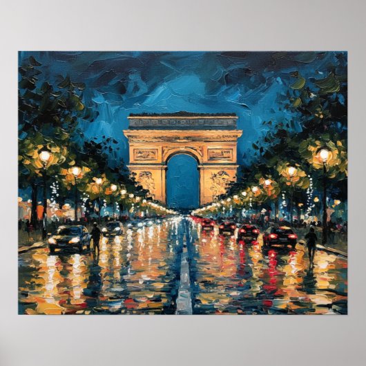  Les Champs-Élysées Paris France At Night  ポスター (正面)
