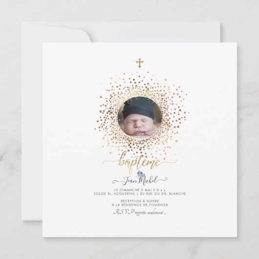 Les Confettis d'or Faire-part de Baptême 招待状 (裏面)