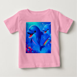 Les dauphins copains ベビーTシャツ