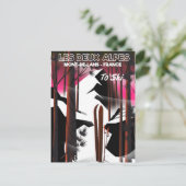 Les Deux Alpes、フランスのスキー旅行ポスター ポストカード (スタンド正面)