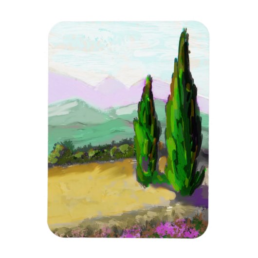Les deux cyprés en Provence, Vaucluse. マグネット (縦)