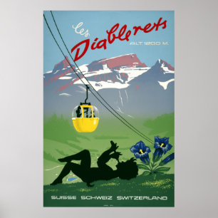 Les Diablerets,スイス,ヴィンテージ旅行ポスター ポスター