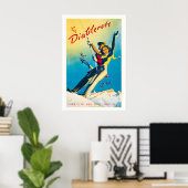 Les Diablerets Switzerland Vintage Ski Poster ポスター (ホームオフィス)