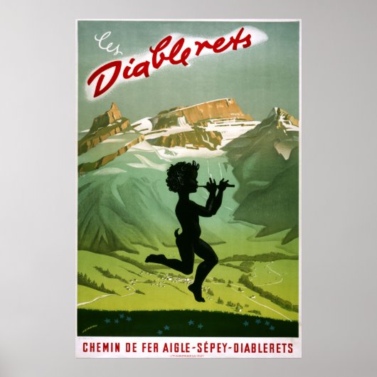 Les Diablerets,Switzerland, Vintage Travel Poster ポスター (正面)