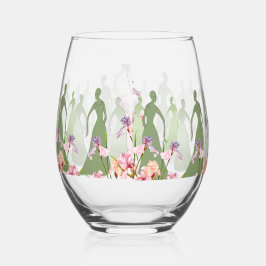 Les Femme 16 oz. Stemless Wine Glass Pastel Design ステムなしワイングラス