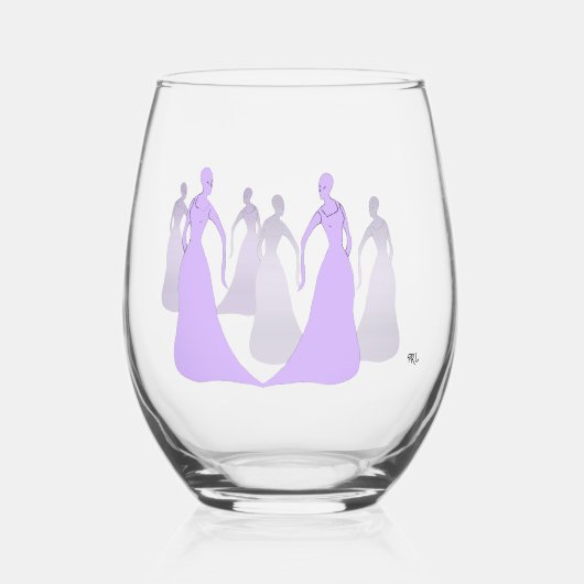 Les Femmes 16 oz. Stemless Wine Glass Lavender ステムなしワイングラス (正面)