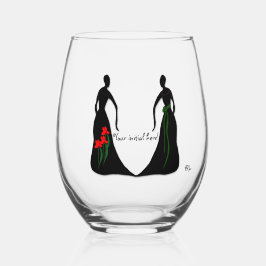 Les Femmes 16 oz. Stemless Wine Glass Personalized ステムなしワイングラス