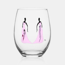 Les Femmes 16 oz. Stemless Wine Glass Pink