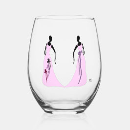 Les Femmes 16 oz. Stemless Wine Glass Pink ステムなしワイングラス