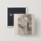 「Les Grandesモードdeパリからの夜会服、 缶バッジ (正面&裏面)