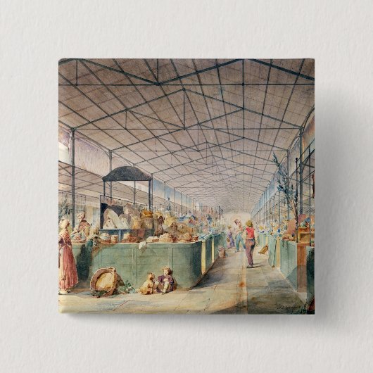 Les Halles 1835年のインテリア 缶バッジ (正面)