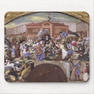 Les Halles、c.1660の魚市場 マウスパッド