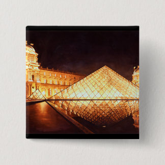 "Les Lumieres du Louvre"の水彩画の芸術 缶バッジ