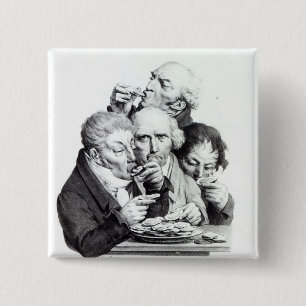 Les Mangeursのd'Huitres 1825年 缶バッジ