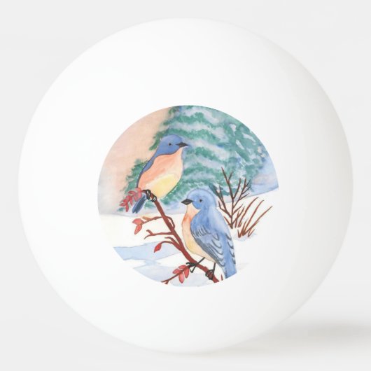 Les mésanges peintes à l'aquarelle 卓球ボール (正面)