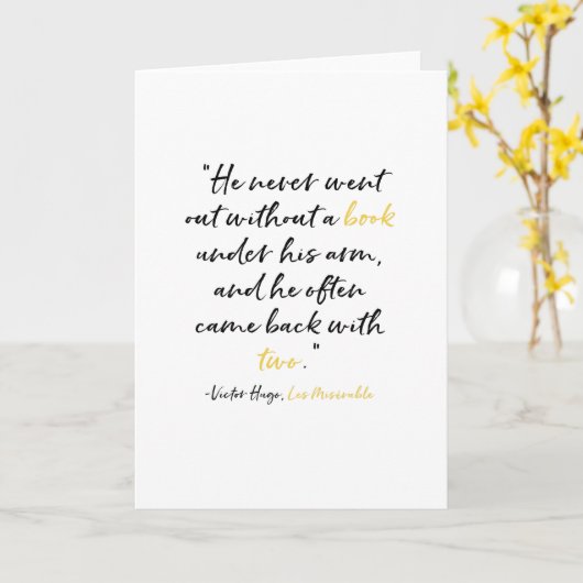 Les Miserablesの挨拶状の本の引用文 カード (黄色い花)