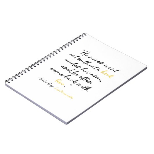 Les Miserablesの本の引用文のノート ノートブック (左側)