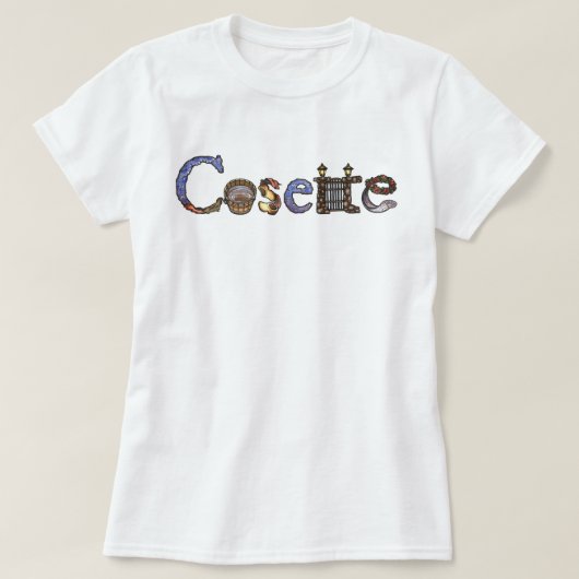 Les Misérables愛: Cosetteのフォントのワイシャツ Tシャツ (デザイン正面)
