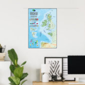 Les nations celtiques : carte, drapeaux et langues ポスター (ホームオフィス)